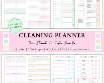 Cleaning Planner Printable | Adhd Chore Chart | Home Maintenance Tracker | Declutter Planner | Weekly Cleaning Schedule | PDF | 6 Colors