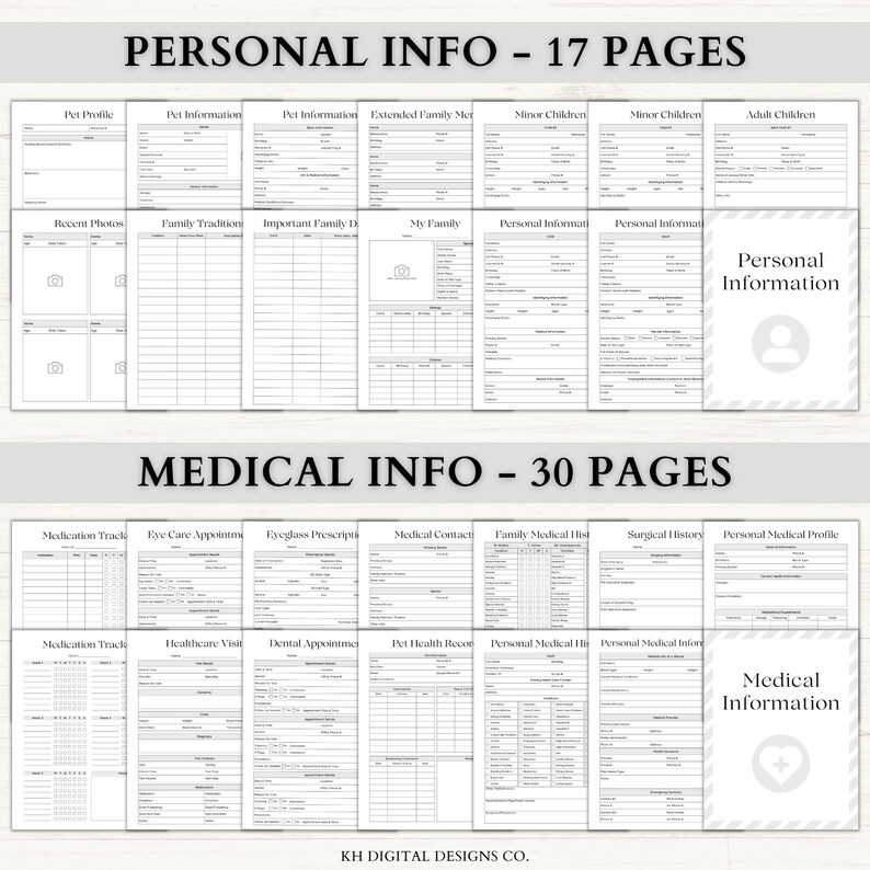 Emergency Binder Printable | In Case of Emergency Planner | Family Household Survival Binder | End of Life Planner | Death Binder PDF | Gray image 2