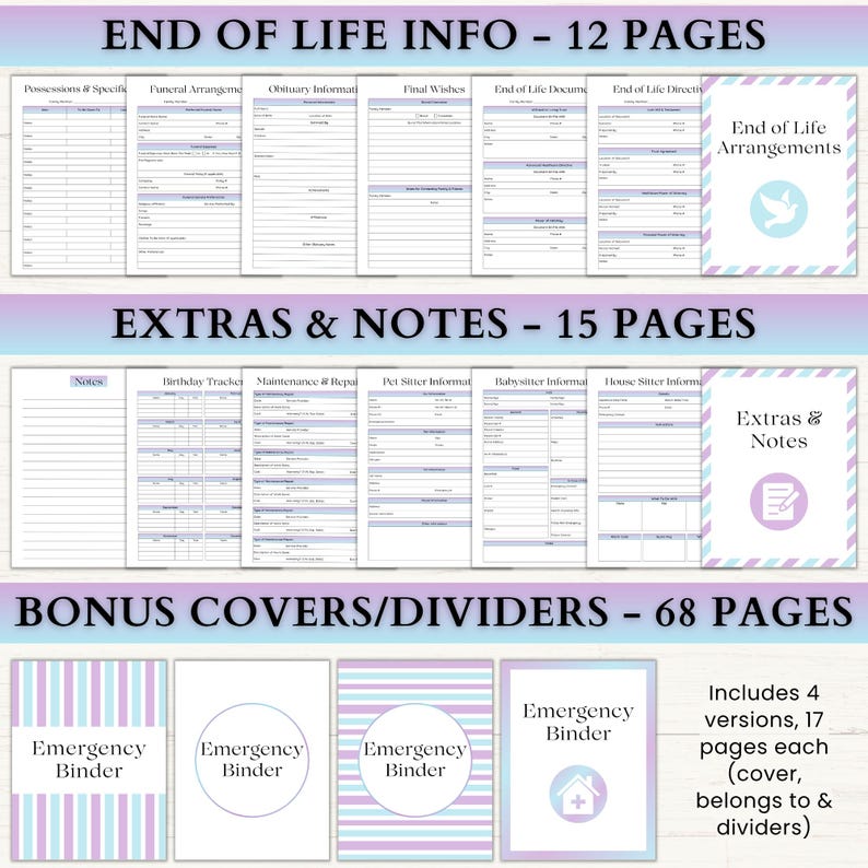 Emergency Binder Printable | End of Life Planner | Death Binder ...