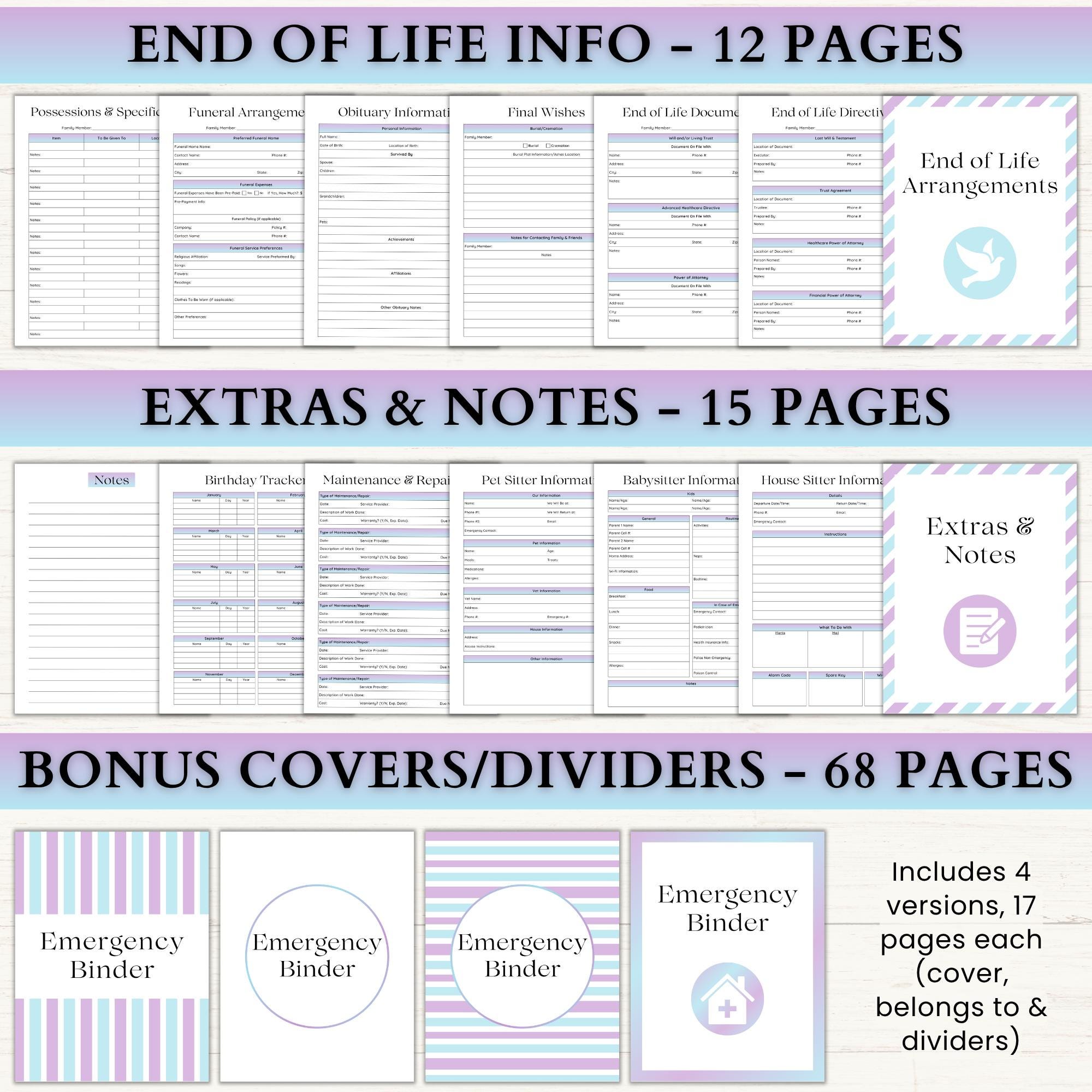 Emergency Binder Printable | End of Life Planner | Death Binder ...