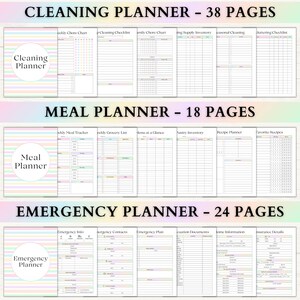 Ultimate Life Planner Printable Bundle – ADHD Productivity, Habit & Self-Care Organizer | Household, Travel and Emergency Tools | Rainbow imagem 4