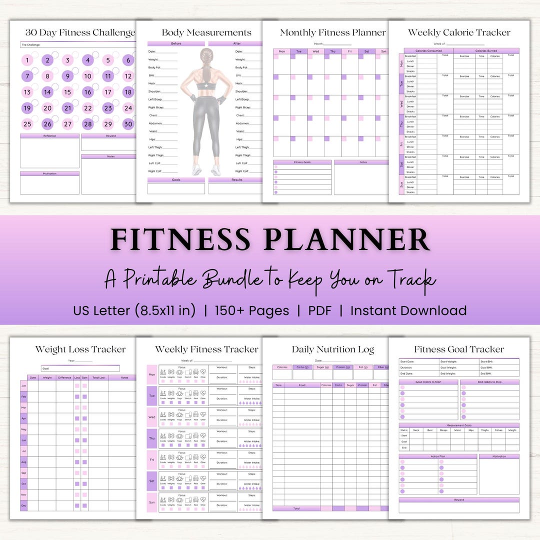 Fitness Planner Printable | Weight Loss Tracker | Adhd Fitness Journal ...