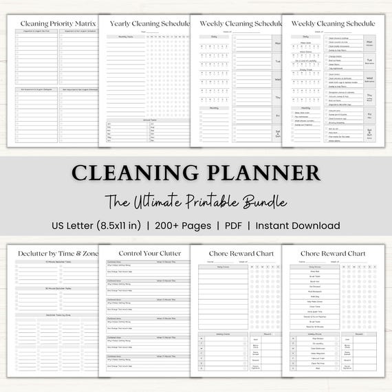 Cleaning Planner Printable | Adhd Chore Chart | Home Maintenance Tracker | Declutter Planner | Weekly Zone Cleaning Checklist | PDF | Gray