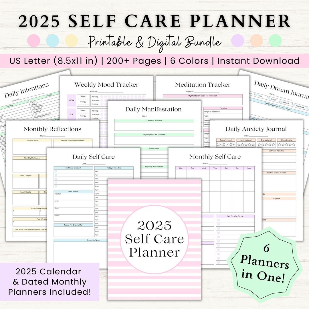 2025 Self Care Planner Bundle Printable Adhd Gratitude Journal Mom 2025 Self Care Planner Bundle Printable Adhd Gratitude Journal Mom