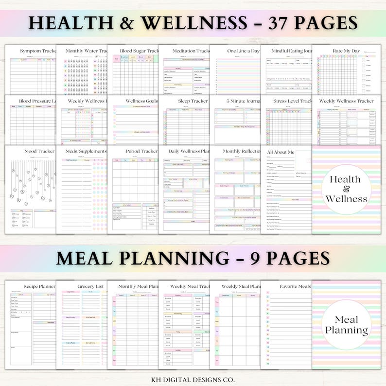 Fitness Planner Printable | Weight Loss Journal | Weekly Gym Tracker | Exercise & Nutrition Log | Adhd Wellness Planner | PDF | Rainbow image 3