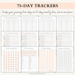 75 Day Challenge Printable Bundle: Workout Planner, ADHD Habit Tracker, Weight Loss Journal, 75 Soft + Medium Challenge (PDF) – 6 Colors image 6