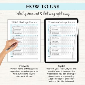 75 Day Challenge Printable Bundle: Workout Planner, ADHD Habit Tracker, Weight Loss Journal, 75 Soft + Medium Challenge (PDF) – 6 Colors image 9