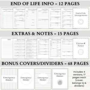 Emergency Binder Printable | In Case of Emergency Planner | Family Household Survival Binder | End of Life Planner | Death Binder PDF | Gray image 7