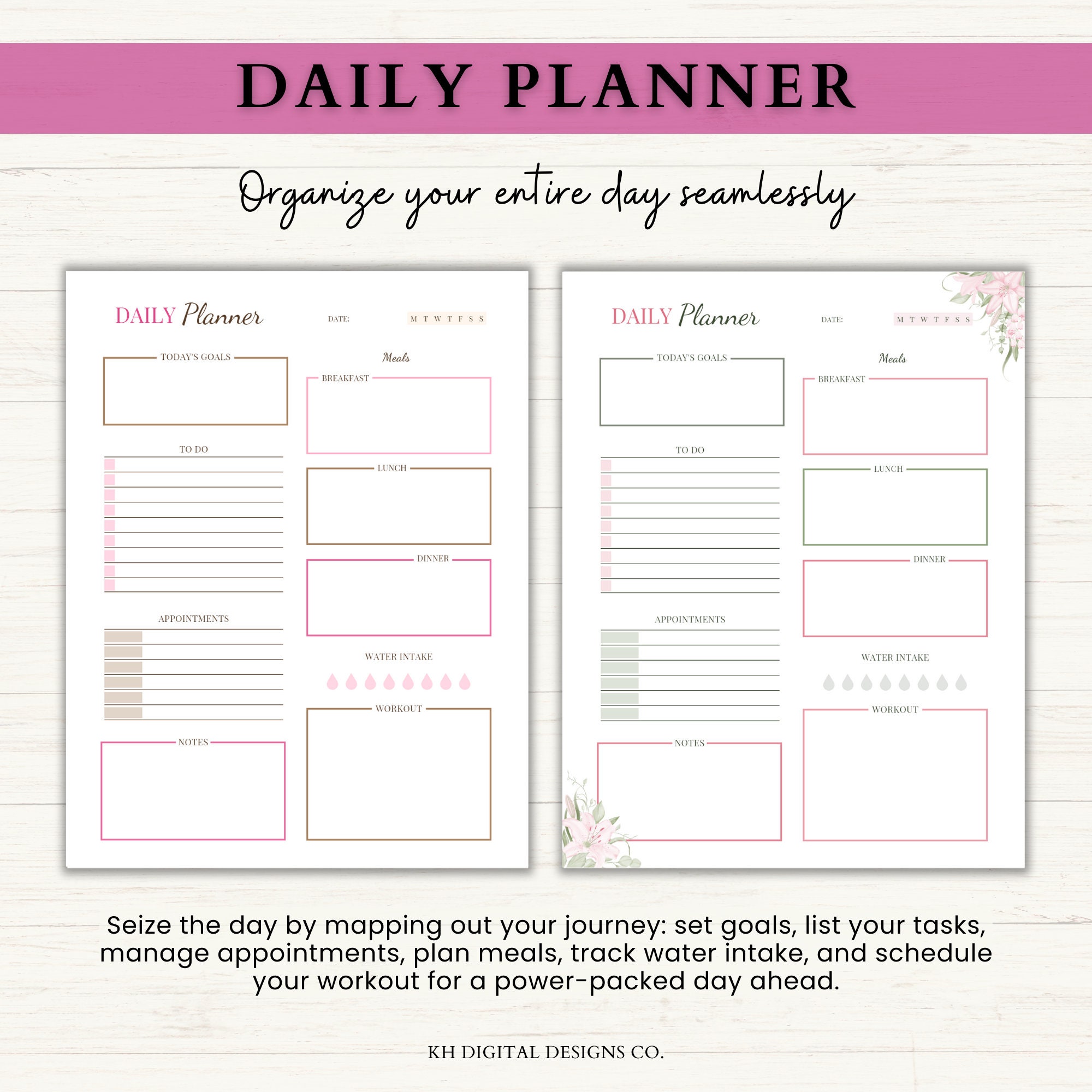 Daily Planner Monthly Planner Day per Page Planner ADHD - Etsy