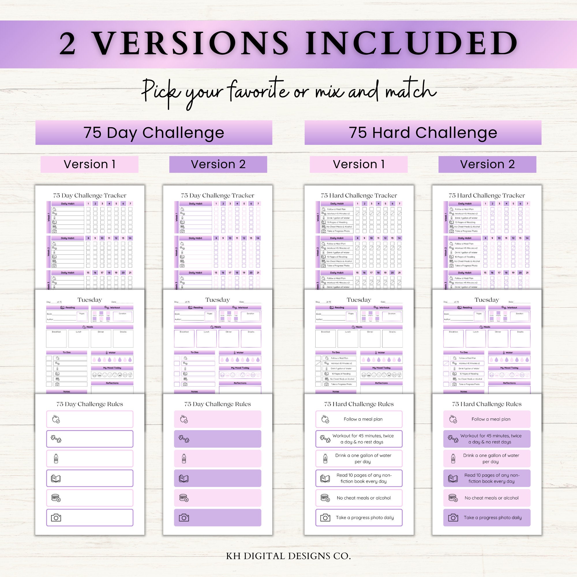 Editable 75 Day Challenge Template 75 Soft Challenge Printable 75 Day ...