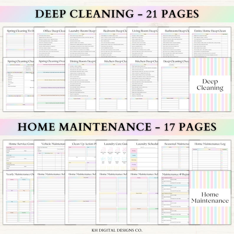 Cleaning Planner Printable | Adhd Adult Chore Chart | Home Maintenance & Declutter Planner | Weekly Cleaning Checklist | PDF | Rainbow afbeelding 4
