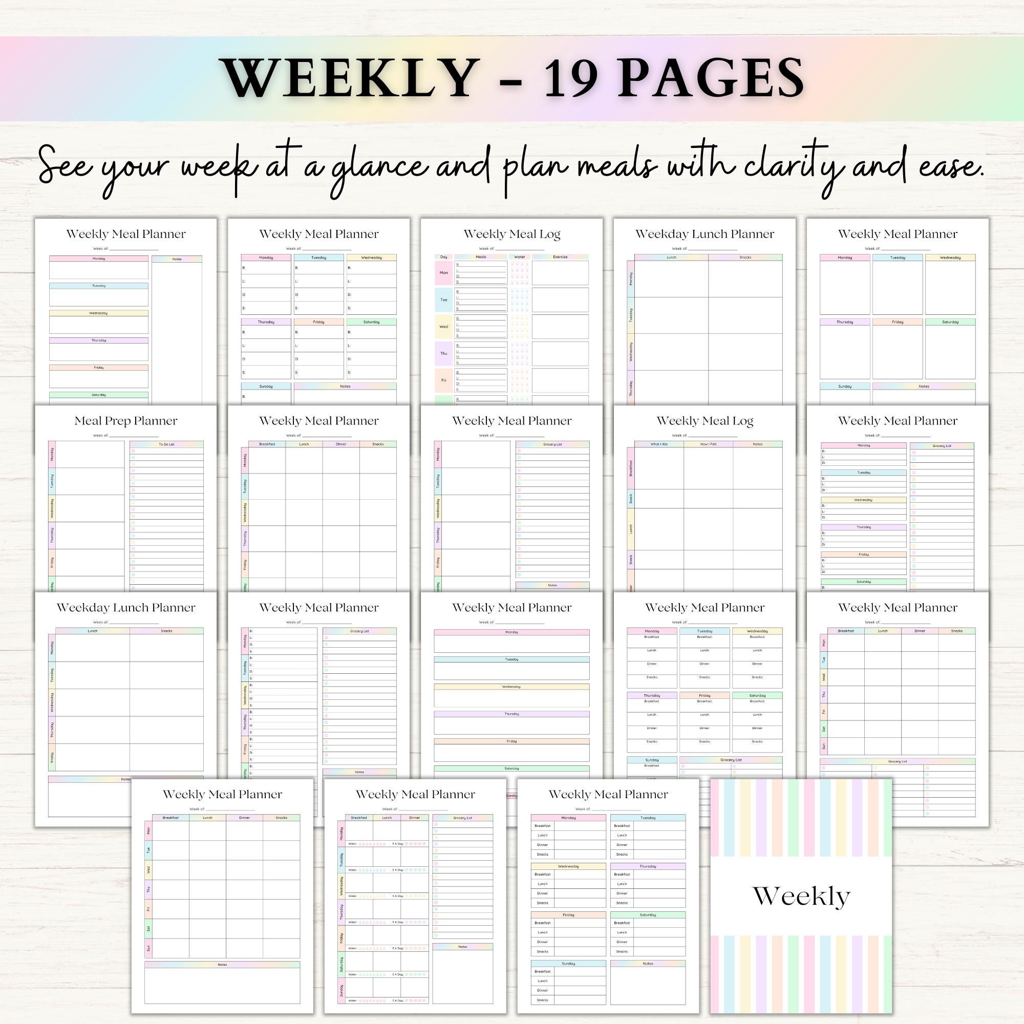 Meal Planner Printable Bundle | Weekly & Monthly Meal Planning System ...