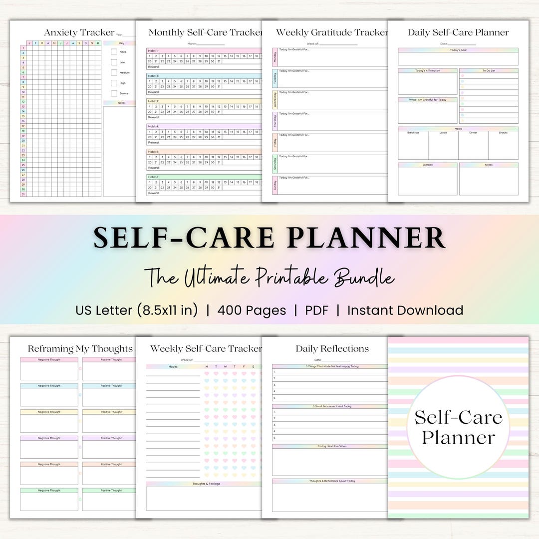 Self Care Planner Printable | Gratitude Journal | Mood Tracker | Mental ...