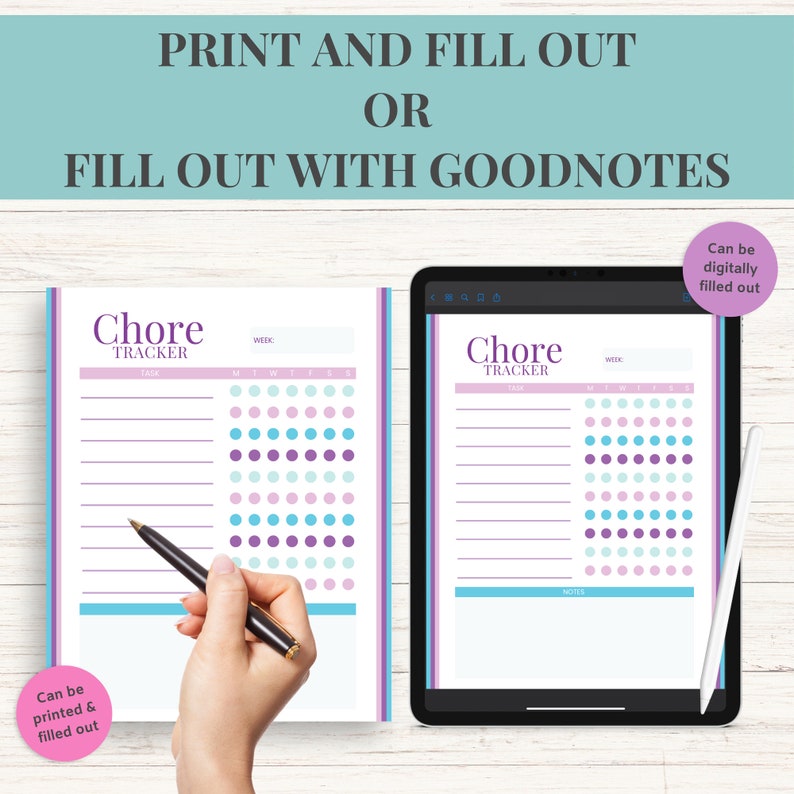 Chore Tracker Printable Tracker Weekly Chores PDF Etsy