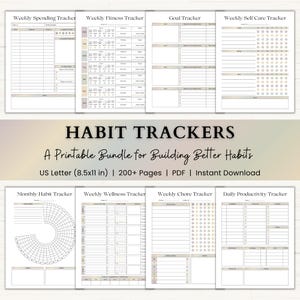 Habit Tracker Printable Bundle | ADHD Routine Tracker | Sleep, Mood & Self Care Trackers | PDF | Boho