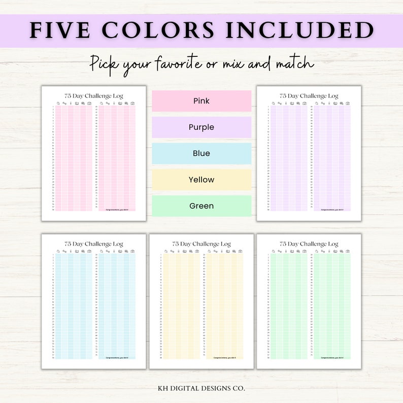 Editable 75 Day Challenge Template 75 Hard Challenge Tracker 75 Soft ...