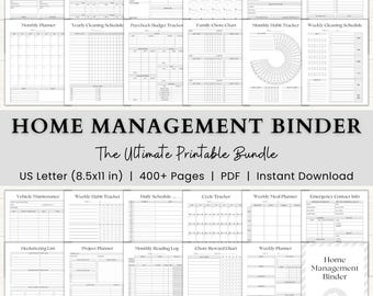 Home Management Binder | Printable Cleaning Schedule | Family Chore Charts | Weekly Budget | Home Maintenance | Spring Cleaning Checklist