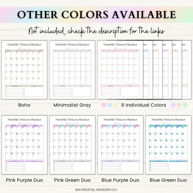 Fitness Planner Printable | Weight Loss Journal | Weekly Gym Tracker | Exercise & Nutrition Log | Adhd Wellness Planner | PDF | Rainbow image 13