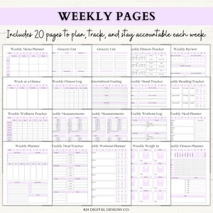 75 Day Challenge Printable Bundle: Workout Planner, ADHD Habit Tracker, Weight Loss Journal, 75 Soft + Medium Challenge (PDF) – 6 Colors image 5