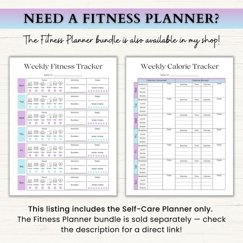 Self Care Planner Printable Bundle | ADHD Mental Health Journal | Anxiety Tracker | Healing & Wellbeing Journal | PDF | Blue Purple imagen 16