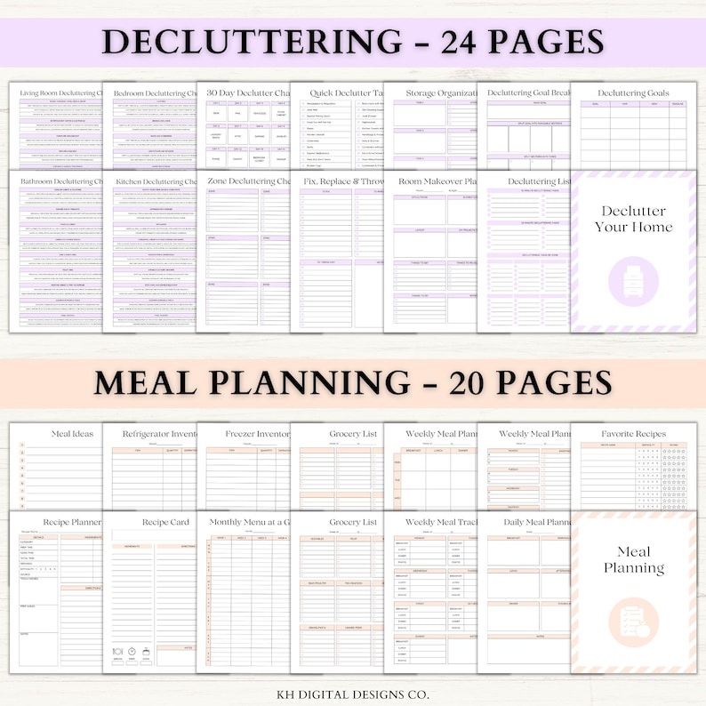 Home Management Binder | Printable Cleaning Schedule | Weekly Meal Planner | Budget Tracker | Household Organizer Checklist | PDF | 6 Colors image 3