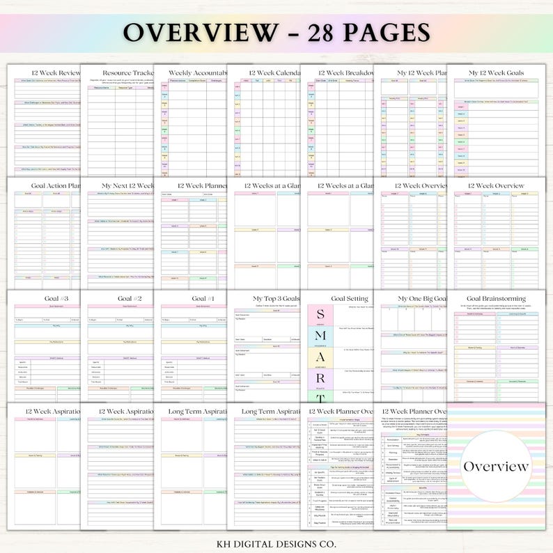 12 Week Planner Printable: Accomplish More in 12 Weeks Than Most Do in a Year (PDF) – Rainbow image 2