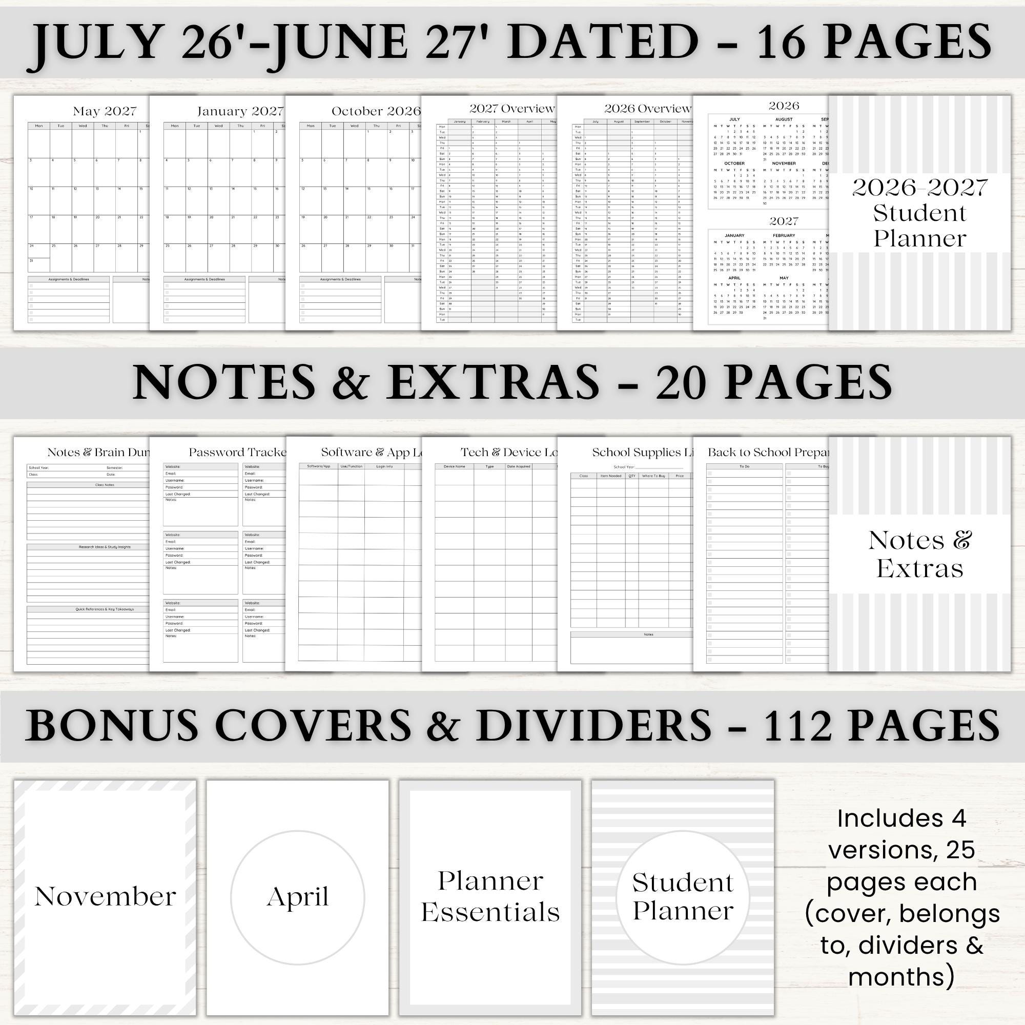 Student Academic Planner Printable | All-in-one College Planner System ...
