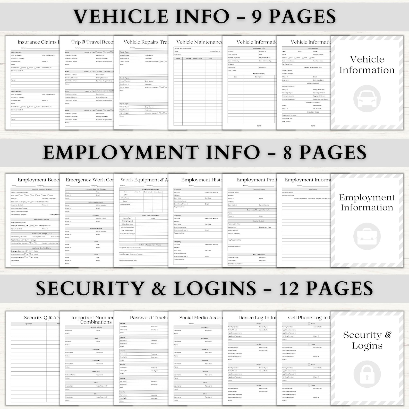 Emergency Binder Printable in Case of Emergency Planner Family