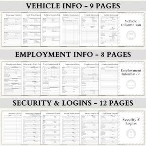 Emergency Binder Printable | In Case of Emergency Planner | Family Household Survival Binder | End of Life Planner | Death Binder PDF | Gray image 5