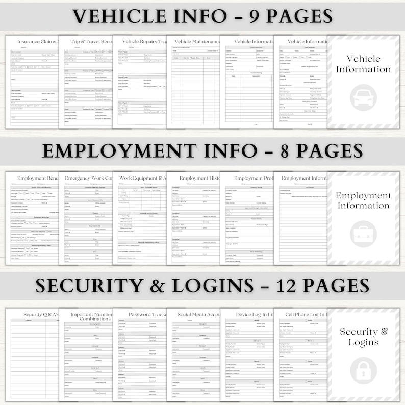 Emergency Binder Printable | In Case of Emergency Planner | Family Household Survival Binder | End of Life Planner | Death Binder PDF | Gray image 5