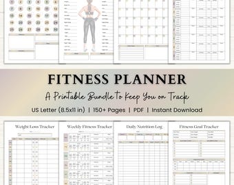 Fitness Planner Printable | Weight Loss Journal | Food & Calorie Tracker | Adhd Fitness Journey | Weekly Exercise Log | PDF | Boho