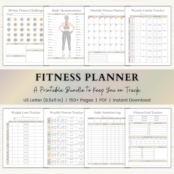 Fitness Planner Printable | Weight Loss Journal | Food & Calorie Tracker | Adhd Fitness Journey | Weekly Exercise Log | PDF | Boho
