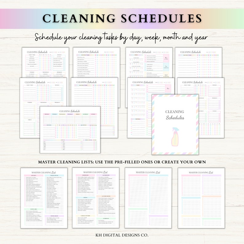 ADHD Cleaning Checklist Bundle | Printable Weekly Monthly Cleaning ...