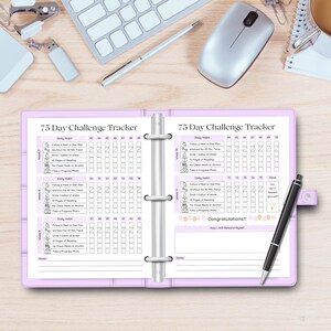 75 Day Challenge Printable Bundle: Workout Planner, ADHD Habit Tracker, Weight Loss Journal, 75 Soft + Medium Challenge (PDF) – 6 Colors image 13