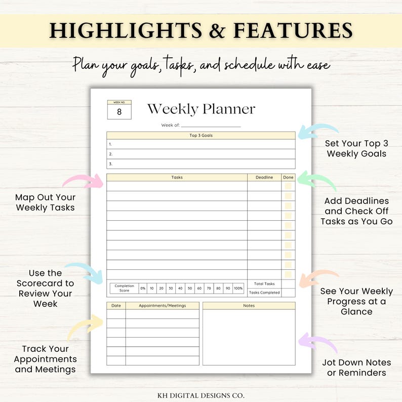12 Week Planner Printable: Build Momentum & Achieve More in 12 Weeks with Focused Weekly Planning (PDF) – 6 Colors image 4