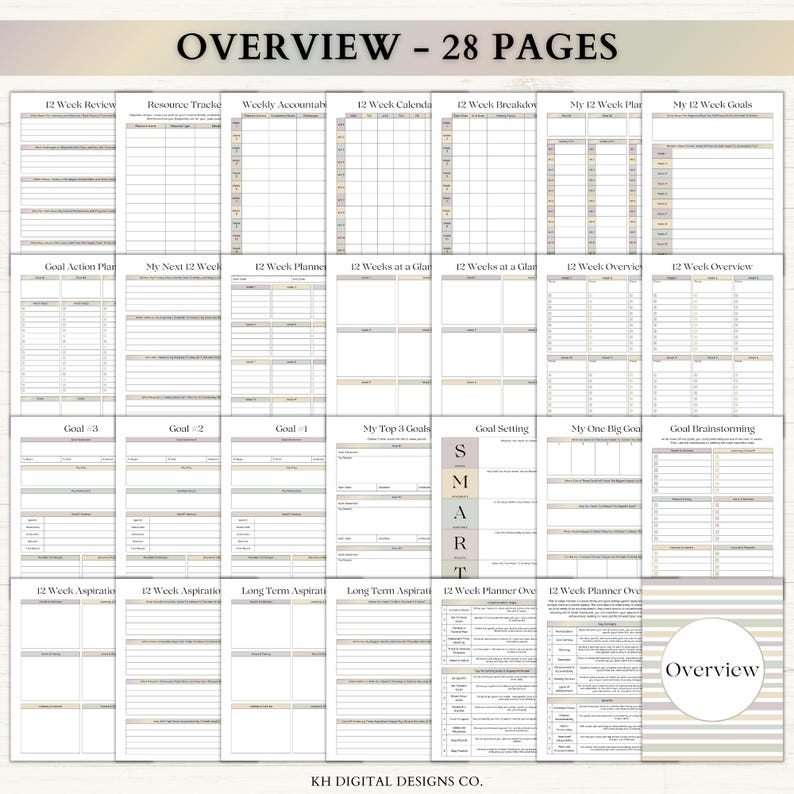 12 Week Planner Printable: Goal-Focused Planning System for Weekly Routines & Daily Progress (PDF) – Boho imagen 2