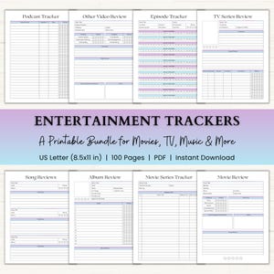 Può includere: Un pacchetto stampabile di tracker di intrattenimento per film, TV e musica. Il pacchetto include modelli di podcast, episodi e recensioni di film. Il pacchetto formato US Letter (21,6 x 27,9 cm) contiene 100 pagine in PDF.
