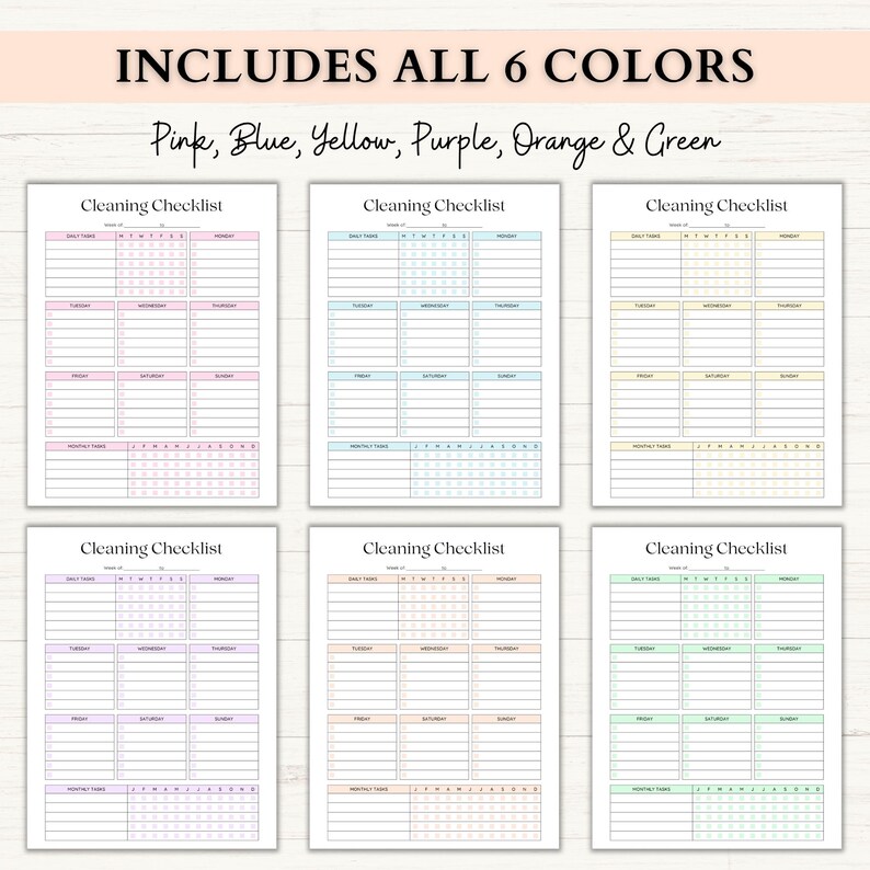 Home Management Binder | Printable Cleaning Schedule | Weekly Meal Planner | Budget Tracker | Household Organizer Checklist | PDF | 6 Colors image 12