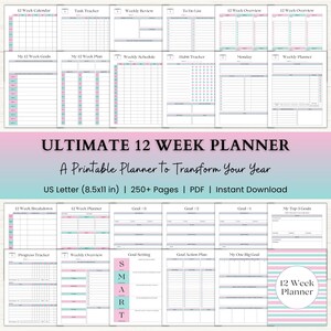 12 Week Planner Printable: Transform Your Next 12 Weeks with Intentional Planning & Structure (PDF) – Pink Green