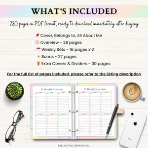 12 Week Planner Printable: Accomplish More in 12 Weeks Than Most Do in a Year (PDF) – Rainbow image 8