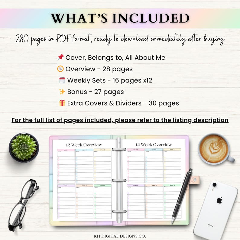 12 Week Planner Printable: Accomplish More in 12 Weeks Than Most Do in a Year (PDF) – Rainbow image 8