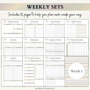 12 Week Planner Printable: Goal-Focused Planning System for Weekly Routines & Daily Progress (PDF) – Boho imagen 3