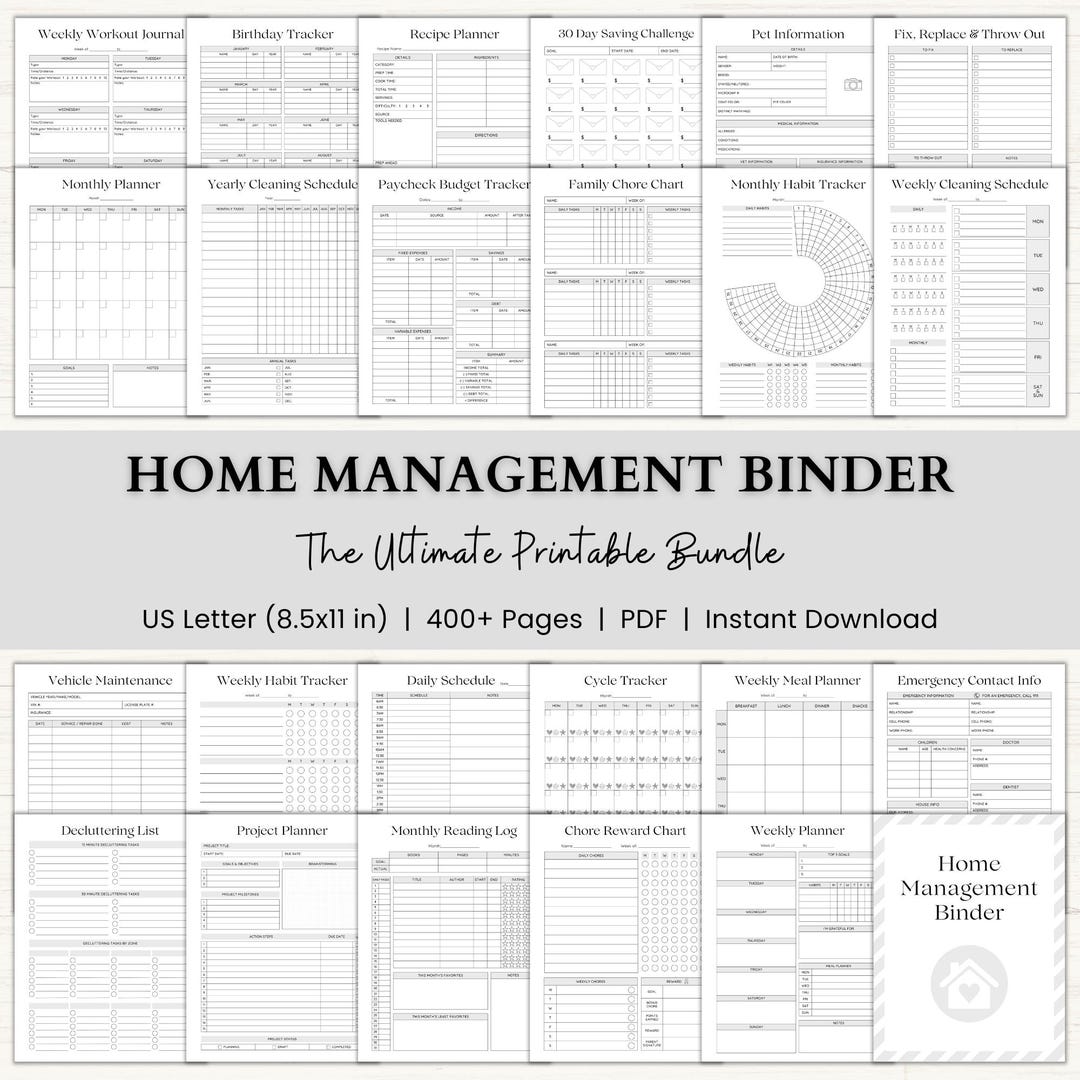 Home Management Binder | Printable Cleaning Schedule | Family Chore ...