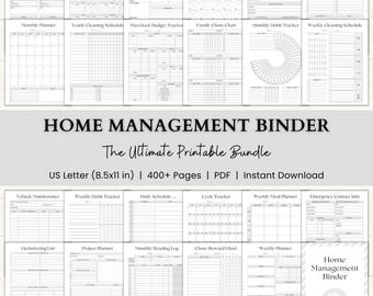 Home Management Binder | Printable Cleaning Schedule | Family Chore Charts | Weekly Budget | Home Maintenance PDF | Busy Mom Planner | Gray