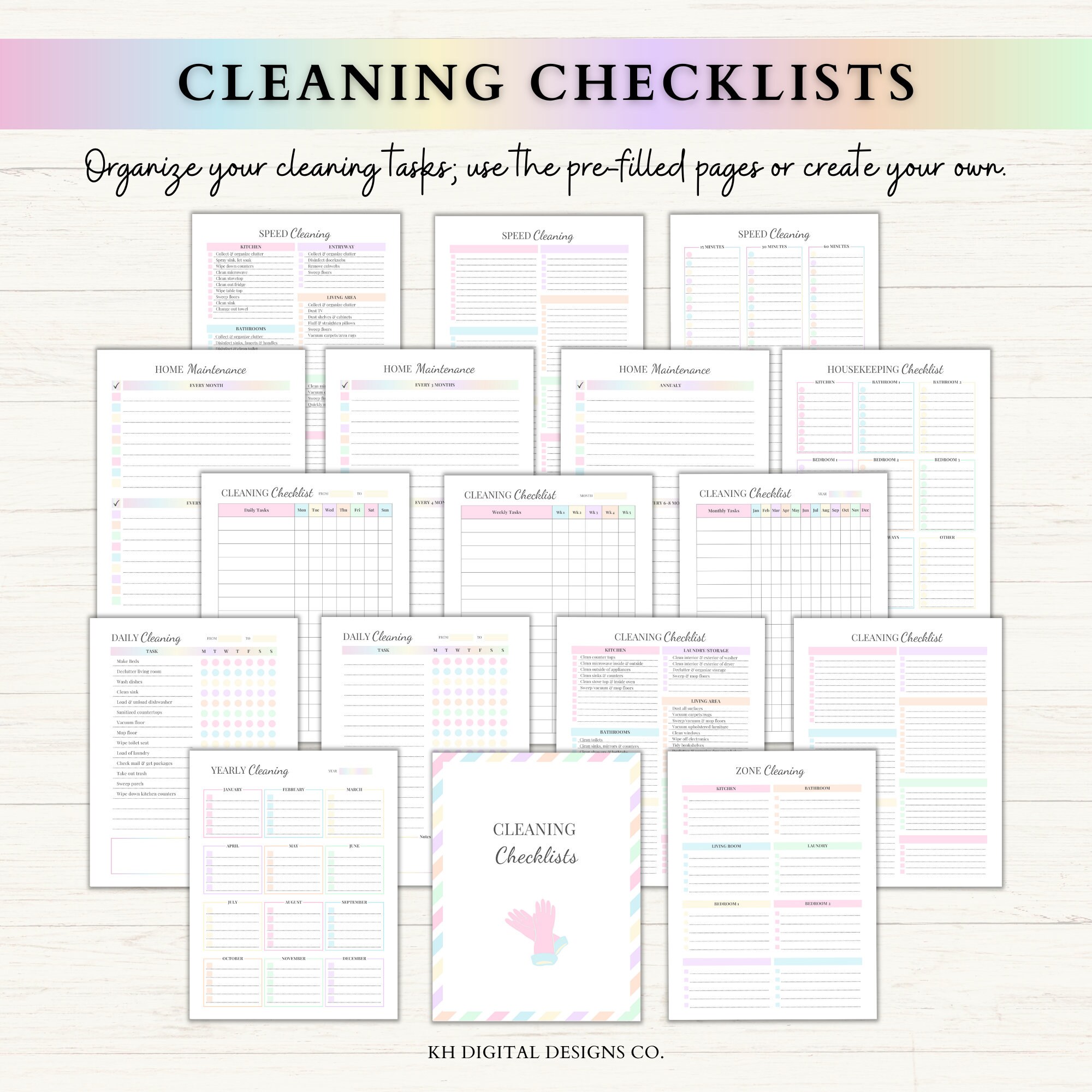 ADHD Cleaning Checklist Bundle | Printable Weekly Monthly Cleaning ...