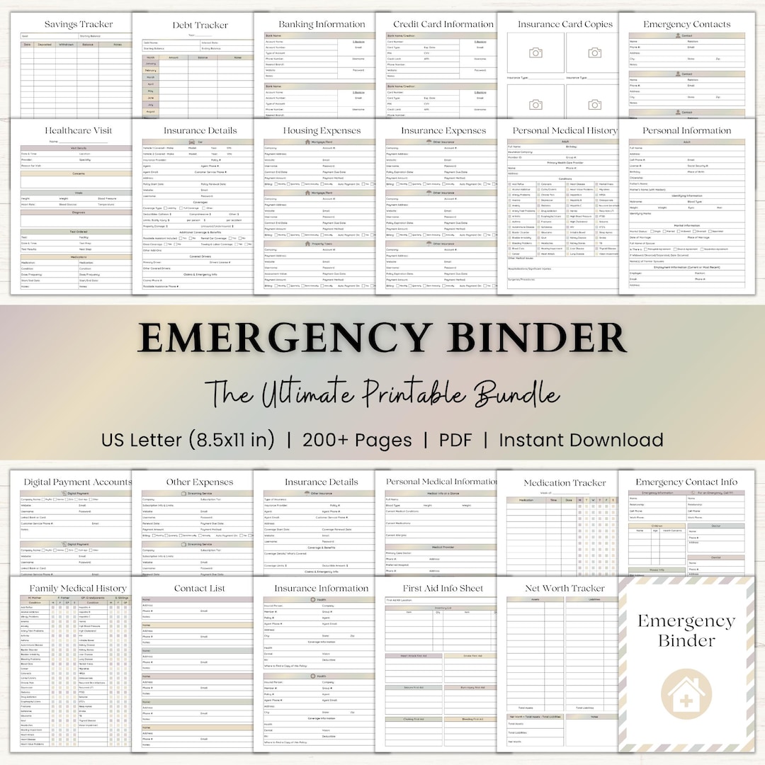 Emergency Binder Printable | End of Life Planner | Household Family ...