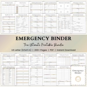 Carpeta de emergencia imprimible / Planificador de fin de vida / Carpeta de supervivencia familiar / Planificador de emergencia ante desastres / PDF / Boho