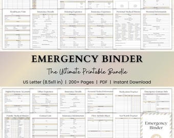 Emergency Binder Printable | End of Life Planner | Household Family Survival Binder | In Case of Emergency Disaster Planner | PDF | Boho