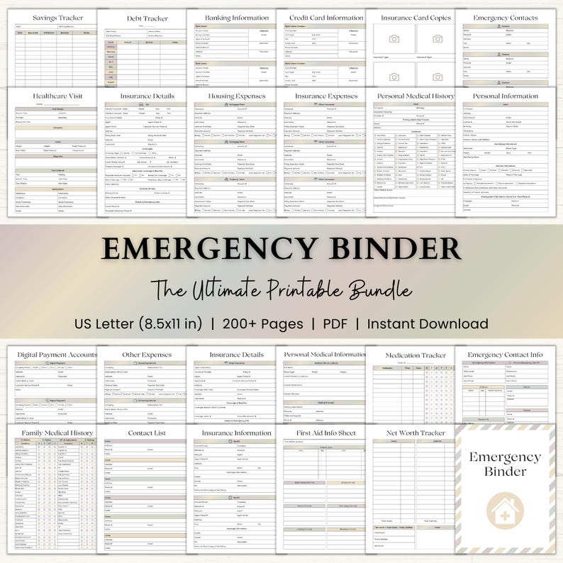 Emergency Binder Printable | End of Life Planner | Household Family Survival Binder | In Case of Emergency Disaster Planner | PDF | Boho image 1