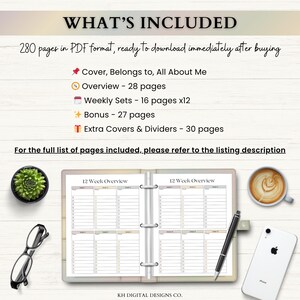 12 Week Planner Printable: Goal-Focused Planning System for Weekly Routines & Daily Progress (PDF) – Boho imagen 8